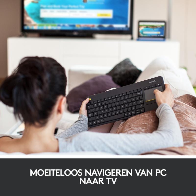 Logitech Tastatură wireless Logitech K400 Plus cu touchpad integrat, layout US, negru, 920-007145
