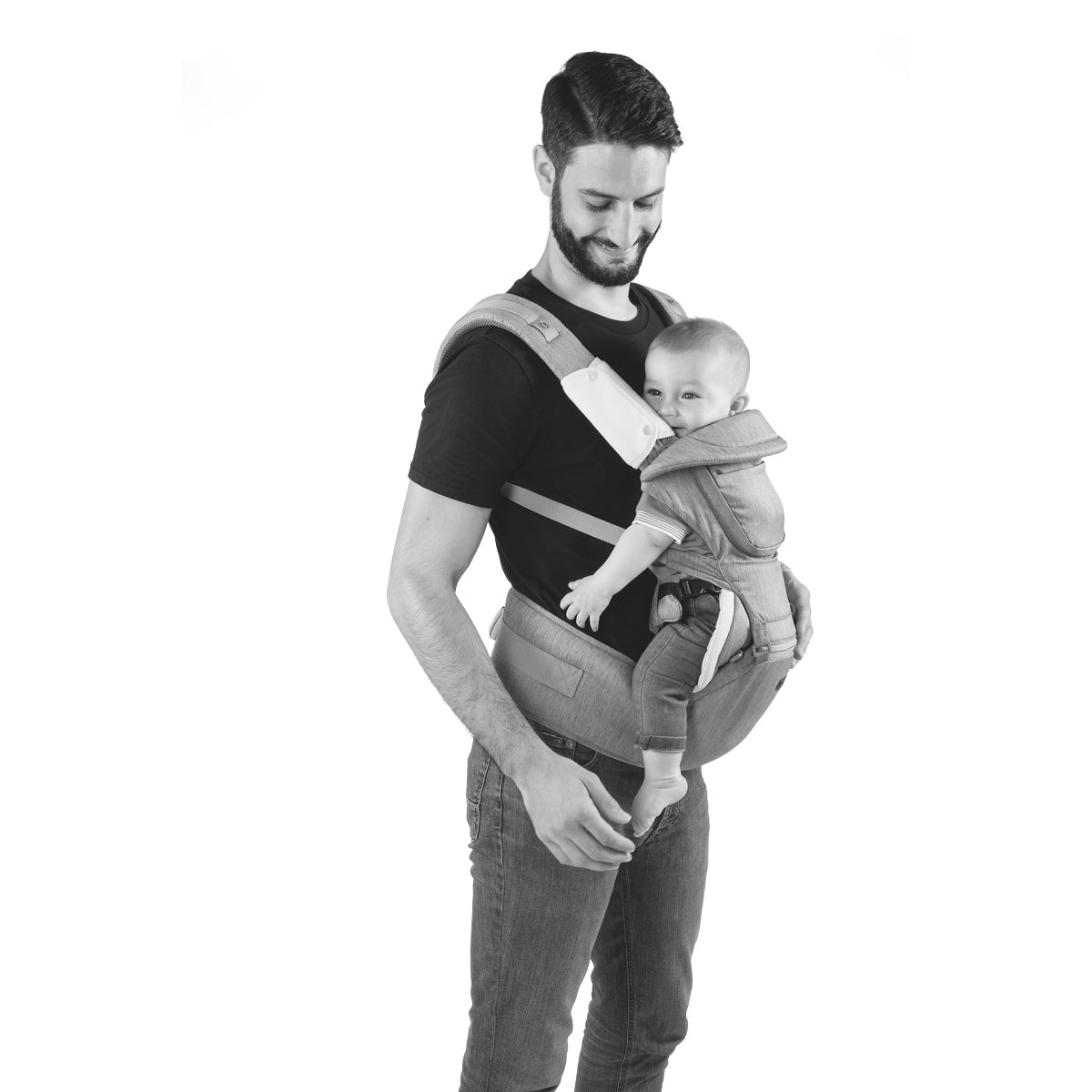 Marsupiu Ergonomic Multifunctional Chicco Hip Seat cu Suport pentru Sold, Hazelwood (bej), 0luni+