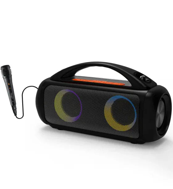 Media-Tech Boxa Portabila wireless pentru Karaoke Media-Tech POWER AUDIO PRO MT3184 Radio FM MP3 Player Karaoke 60W RMS iluminare RGB Negru