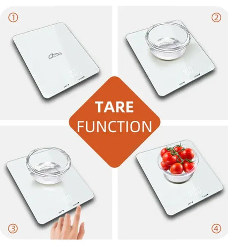 Media-Tech Cantar de bucatarie Media-Tech SMART DIET SCALE MT5544 5 Kg 1 g tara sticla securizata display LCD Alb
