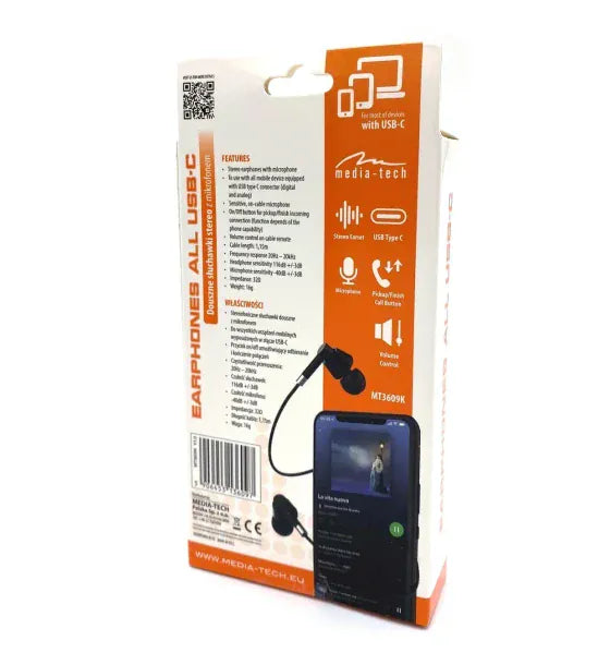 Media-Tech Casti Casti cu fir Media-Tech USB-C Cu microfon Negru