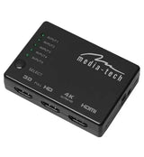 Media-Tech Comutator HDMI Comutator HDMI Media-Tech 5 porturi suport 4K negru 110x60x15mm