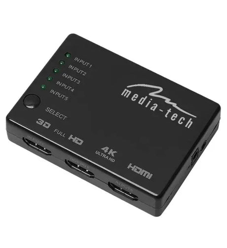 Media-Tech Comutator HDMI Comutator HDMI Media-Tech 5 porturi suport 4K negru 110x60x15mm