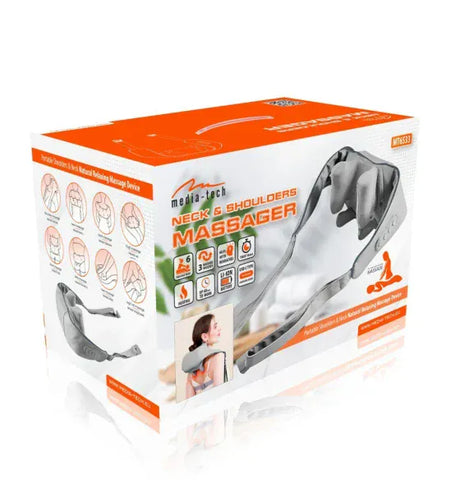 Media-Tech NECK & SHOULDERS MASSAGER - Premium shoulder and neck massager Shiatsu 5D hand imitation 6 massage heads 3 modes and 3 speeds Wireless USB-C port for charging