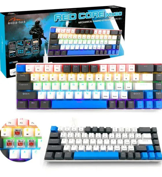 Media-Tech Short mechanical gaming keyboard 60% 68 keys RED