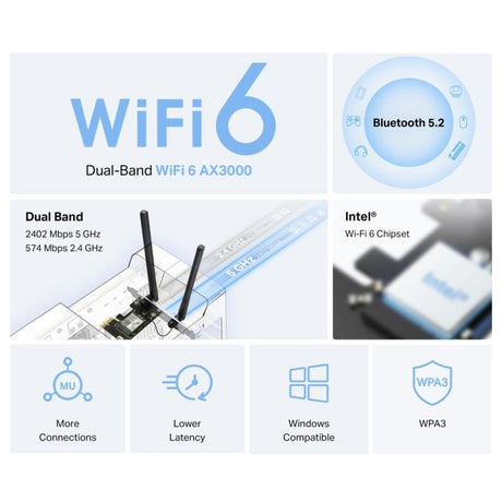 Mercusys by TP-LINK Adaptor Bluetooth Placa de retea PCIe Mercusys MA80XE | Wi-Fi 6E, AXE3000, Bluetooth, WPA3
