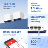 Mercusys by TP-LINK Sistem Mesh Wi-Fi Sistem Mesh Wi-Fi Mercusys Halo H50G | Dual-Band, Gigabit, 2-pack