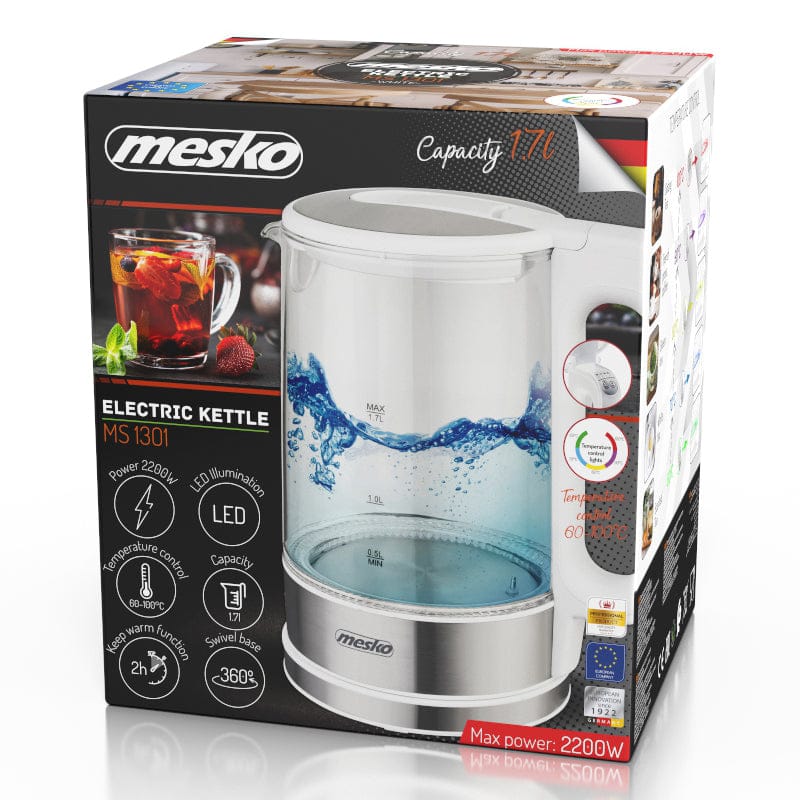 Mesko Fierbator Fierbător Mesko MS1301W | 2200W, 1.7L, Alb, LED