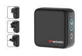 Verbatim Incarcator USB Adaptor de calatorie mini Verbatim 30240, GaN, 140W, display, USB-C1/C2 PD 3.0 pana la 140W, USB-C3 PD 3.0 pana la 40W, USB-A QC 3.0 pana la 30W, negru