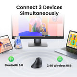 Mouse vertical ergonomic Ugreen MU008 wireless 2.4G + Bluetooth 5.0 4000 DPI 6 butoane click silentios Negru