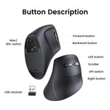 Mouse Ugreen MU008 | Vertical, Ergonomic, Wireless, 4000 DPI, 6 Butoane