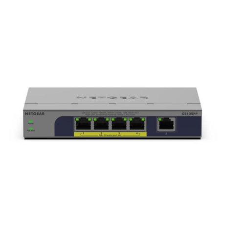 Netgear Switch Switch Netgear GS105PP-300EUS | 5 porturi Gigabit, PoE/PoE+, Plug-and-Play