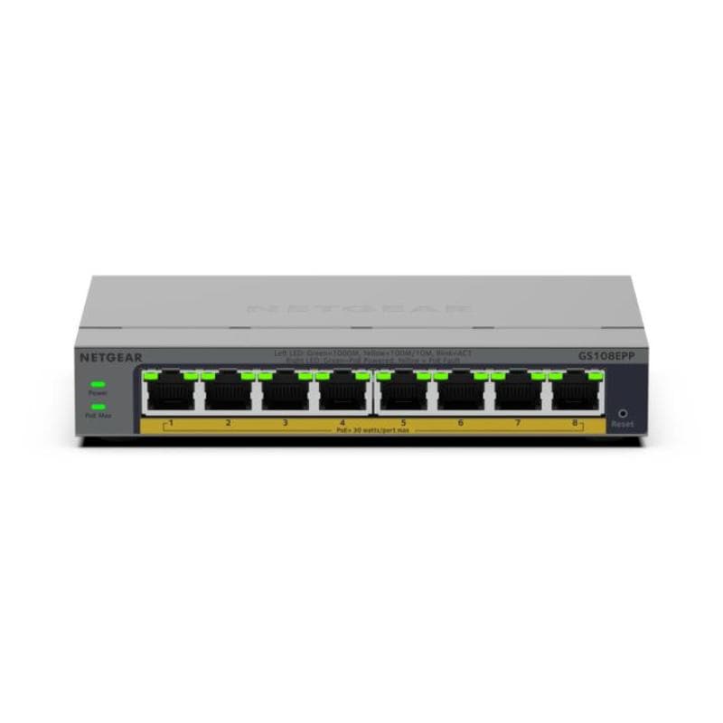 Netgear Switch Switch Netgear GS108EPP-100EUS | 8 Porturi Gigabit, Administrabil, PoE++, Carcasa Metalica