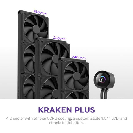 Nzxt AIO Cooler procesor NZXT Kraken Plus 280 AIO RL-KN280-B2 | 280mm, Lichid, Negru