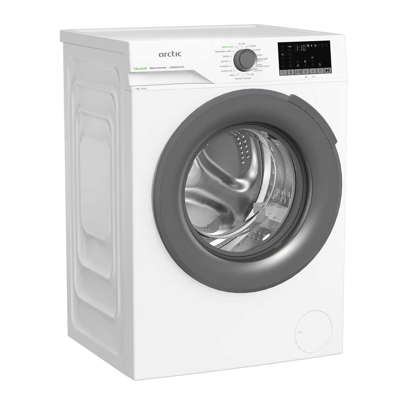 Masina de spalat rufe Arctic APLM2WFSU28411W, 8kg, 1400 RPM, 15 programe Clasa A, , Alb/Gri