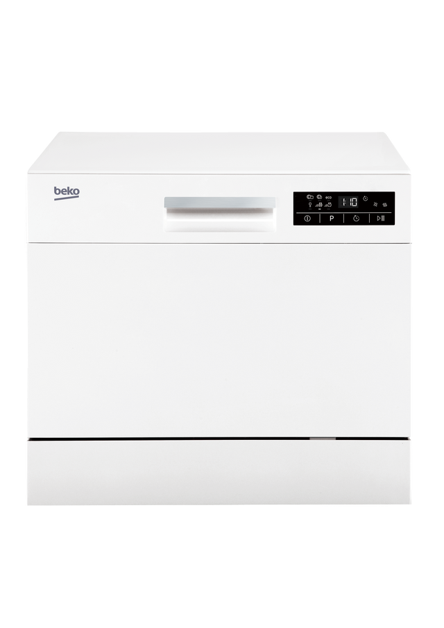 Masina de spalat vase Beko DTC36610W, table top, capacitate 6 seturi, Clasa F, 6 programe: Eco 50°C, Intensive 70°C, Gla