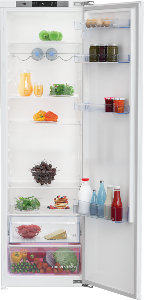 Frigider cu o usa incorporabil Beko, 309l, Clasa E, display, HarvestFresh, H 177.5, alb