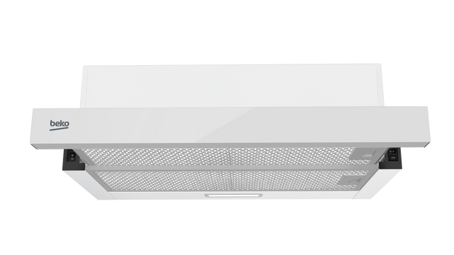 Hota de bucatarie telescopica Beko HNT63322WH, 60 cm, 3 trepte de putere, 320 mc/h, vlasa energetica B, filtru de carbon
