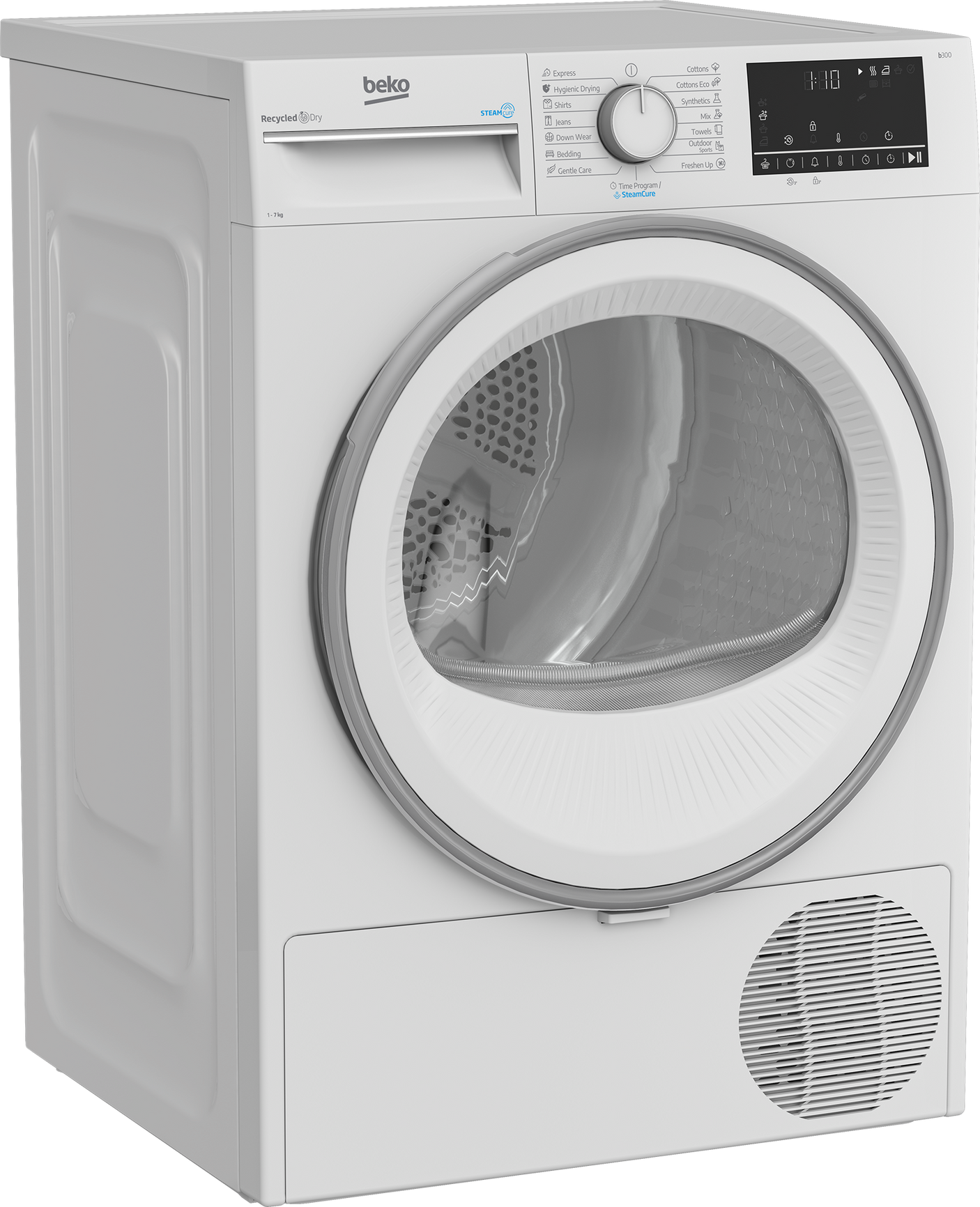 Uscator de rufe cu pompa de caldura Beko B3T67230, 7kg, Clasa  E, 15 programe, Digital Display, 84.6x59.7x54.3 (IxLxA, c