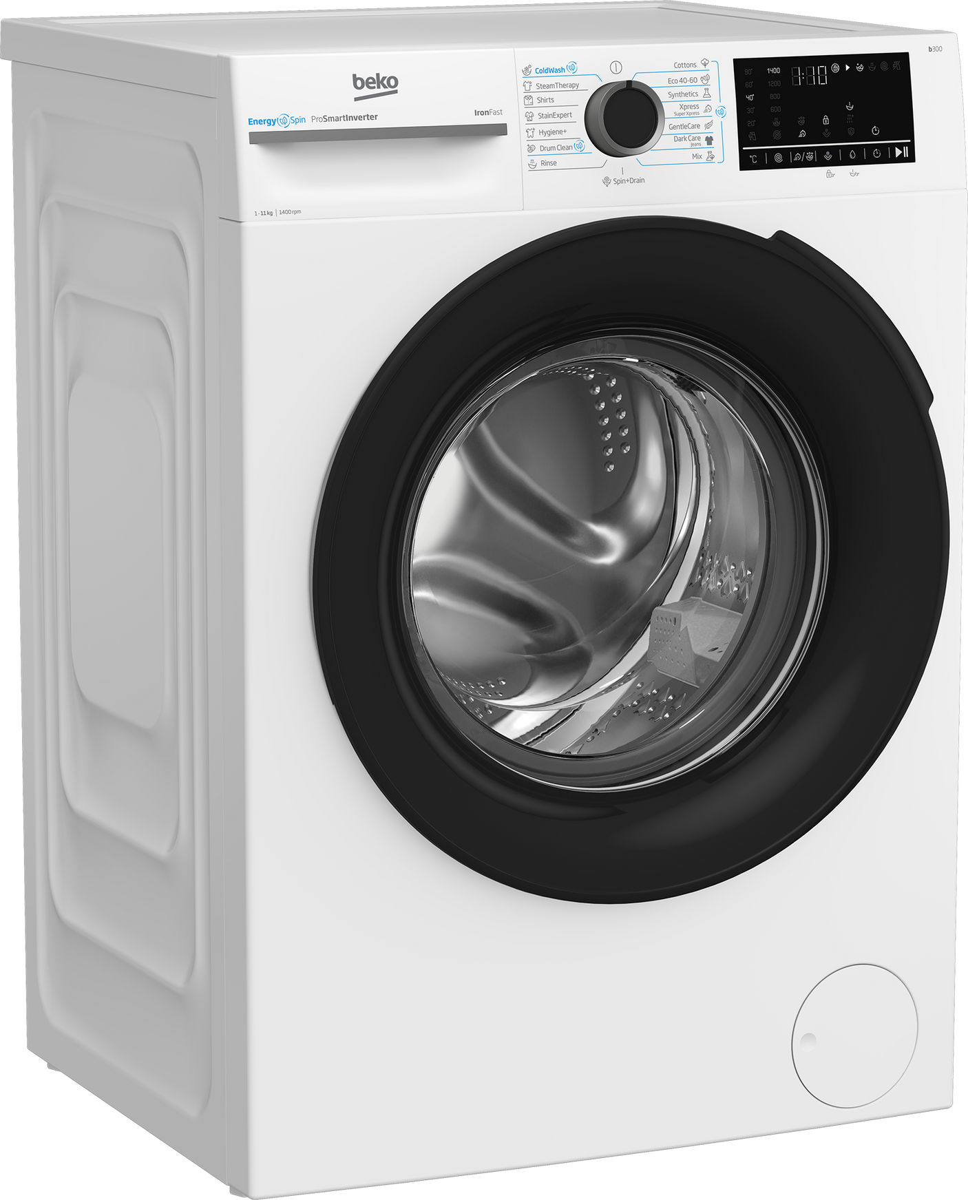 Masina de spalat rufe Beko BM3WFST411415W, Premium Design, 11kg, 1400 RPM, 15 programe, Clasa A, Alb, culoare usa: Piano