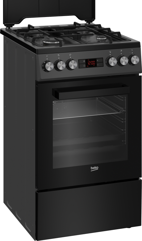 Aragaz Beko FSM52330DAON, 4 arzatoare, aprindere electrica, cuptor electric multifunctional, 8 functii de gatire, grill 