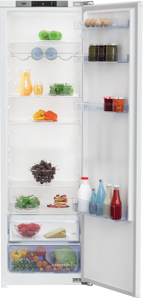 Frigider cu o usa incorporabil Beko, 309l, Clasa E, display, HarvestFresh, H 177.5, alb