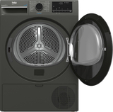 Uscator de rufe Beko B3T68239MG, 8 kg, 16 programe, Clasa E, Pompa de caldura EcoGentle™, Steamcure, RecycledDry, Outdoo