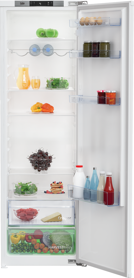 Frigider cu o usa incorporabil Beko, 309l, Clasa E, display, HarvestFresh, H 177.5, alb