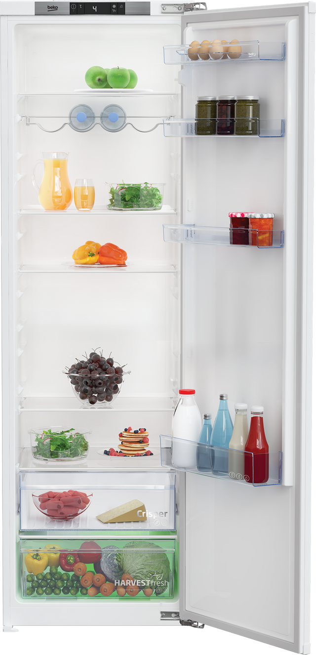 Frigider cu o usa incorporabil Beko, 309l, Clasa E, display, HarvestFresh, H 177.5, alb