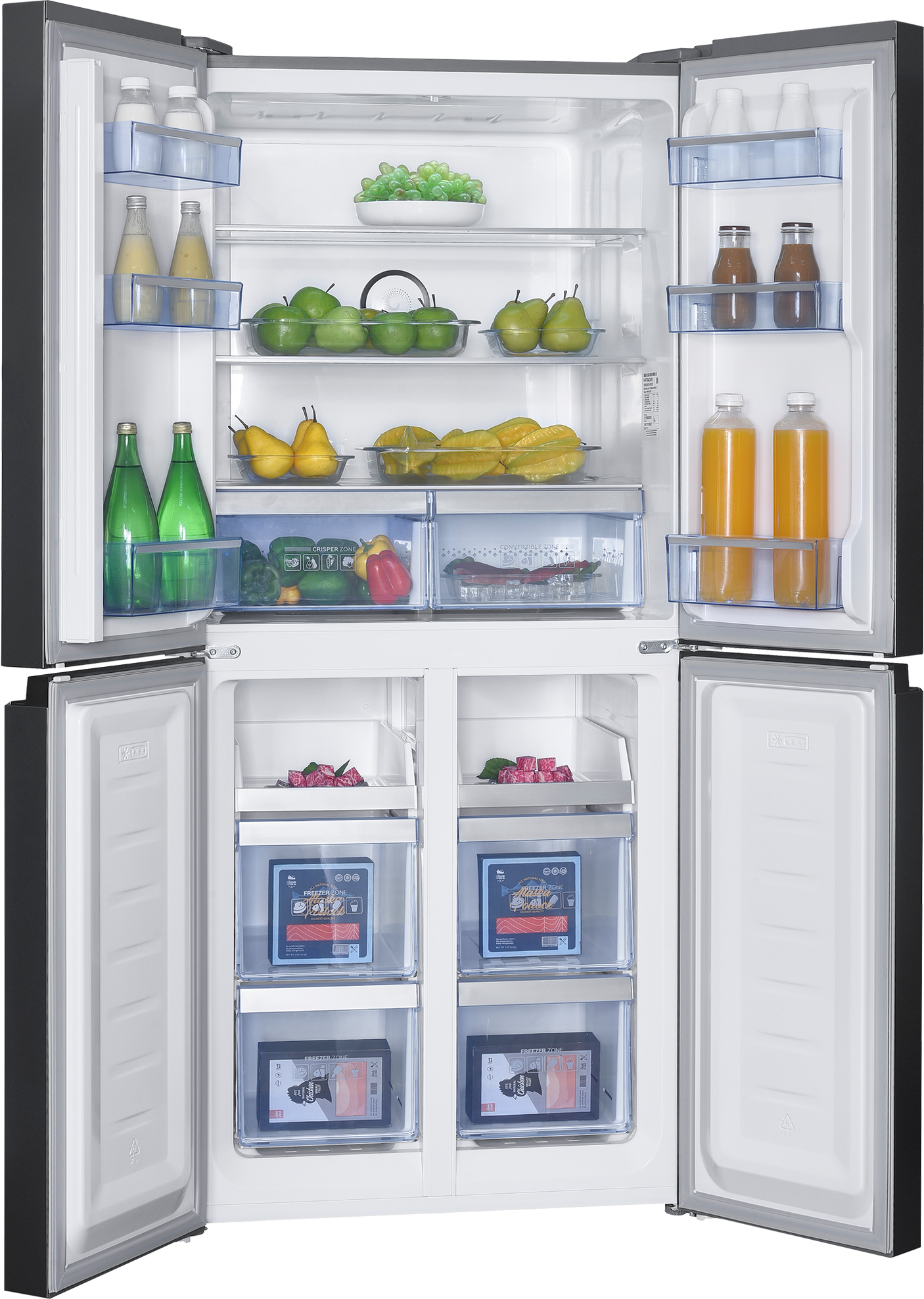 Side by side Beko GNO46623XPN, 4 usi, tehnologie racire  NeoFrost,  466 L, Clasa D, afisaj electronic, control Touch, Ha