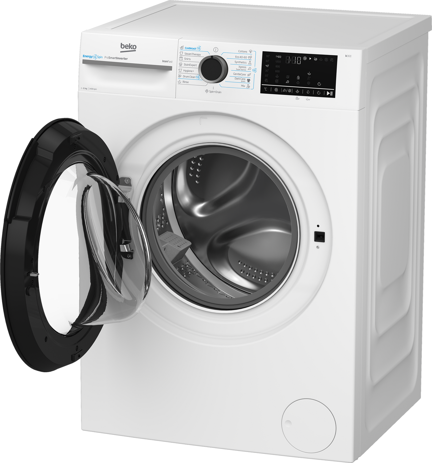 Masina de spalat rufe Beko BM3WFST411415W, Premium Design, 11kg, 1400 RPM, 15 programe, Clasa A, Alb, culoare usa: Piano