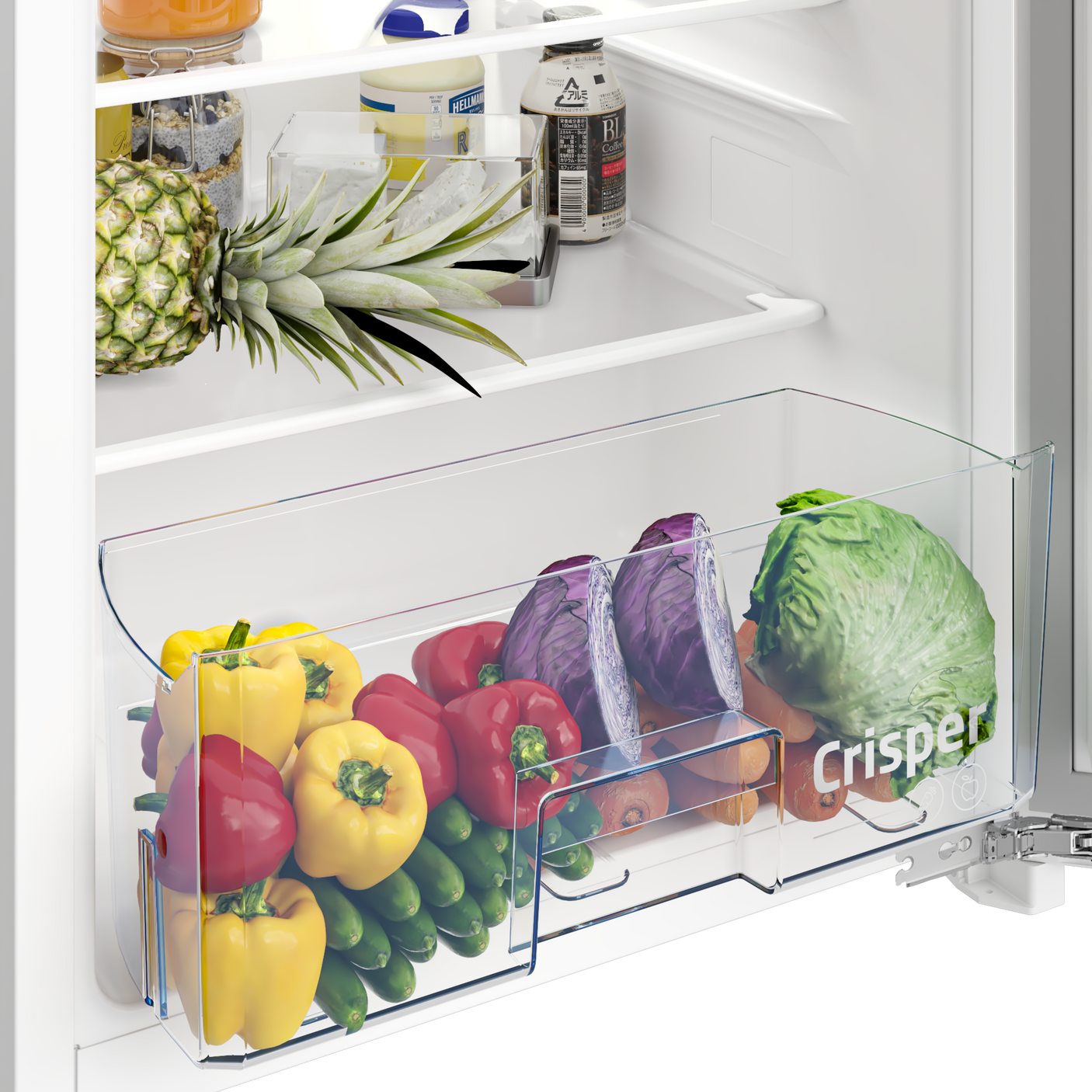 Frigider cu o usa incorporabil Beko B1754N, vol. util 110 l, clasa energetica E, cutii legume si fructe, iluminare LED, 