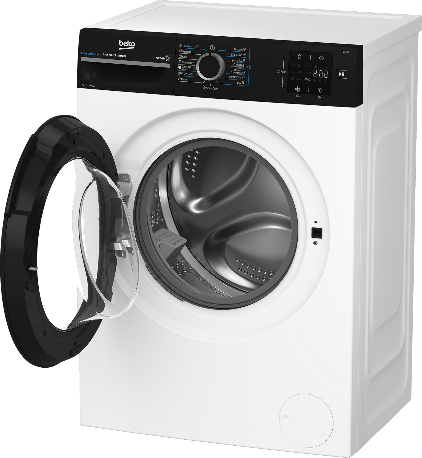 Masina de spalat rufe Beko BM3WFU37213WBPB | 7kg, 1200rpm, Clasa A, SteamCure, Alb, 60x49.6x84.5cm