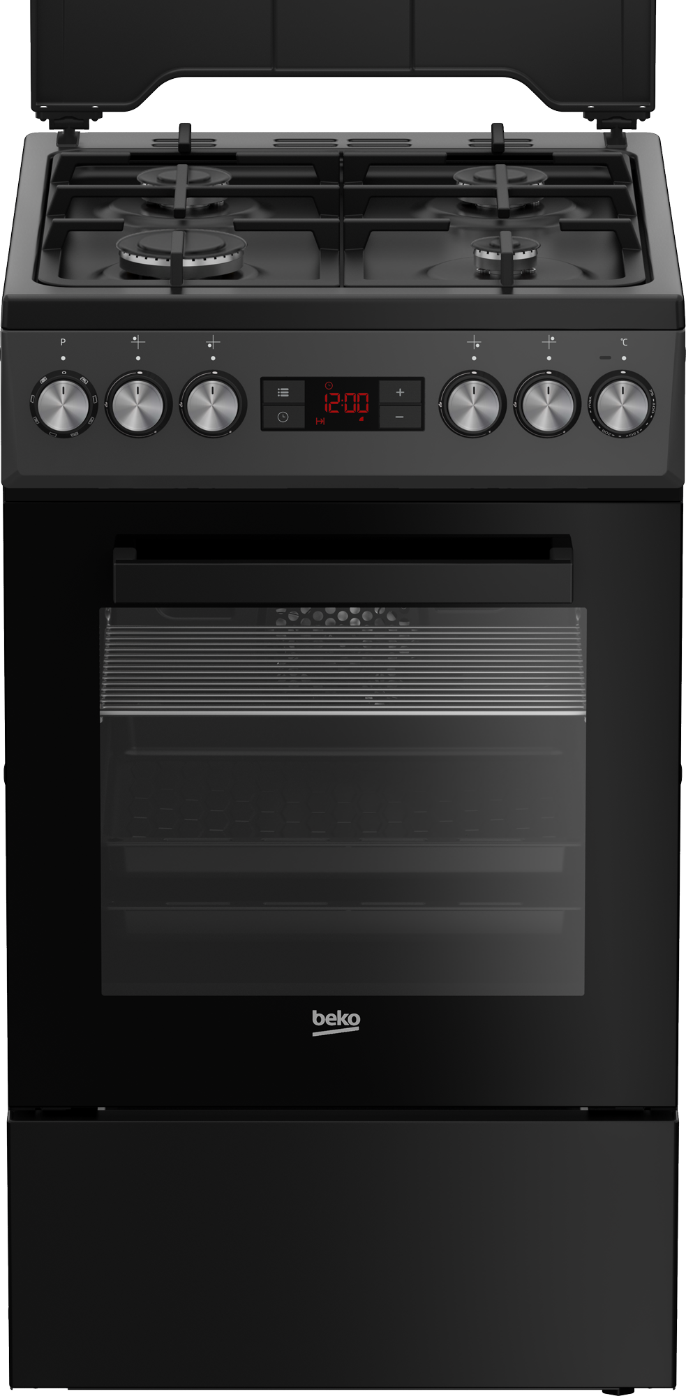 Aragaz Beko FSM52330DAON, 4 arzatoare, aprindere electrica, cuptor electric multifunctional, 8 functii de gatire, grill 