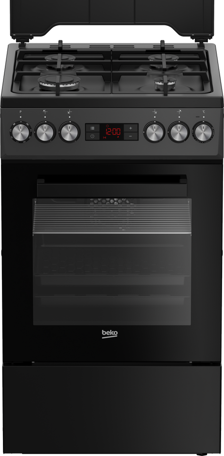 Aragaz Beko FSM52330DAON, 4 arzatoare, aprindere electrica, cuptor electric multifunctional, 8 functii de gatire, grill 