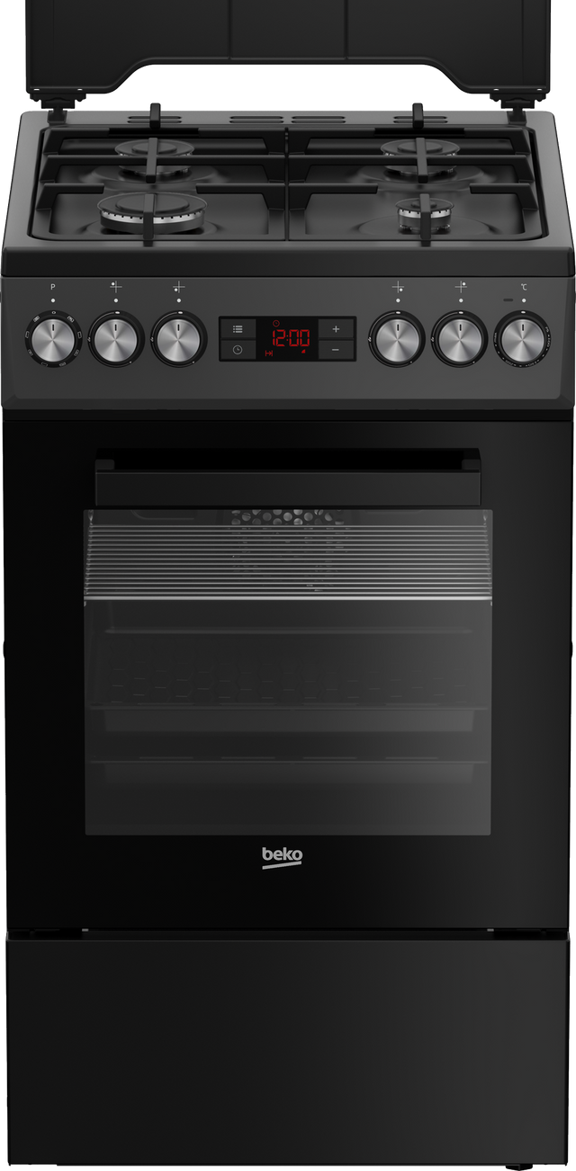 Aragaz Beko FSM52330DAON, 4 arzatoare, aprindere electrica, cuptor electric multifunctional, 8 functii de gatire, grill 