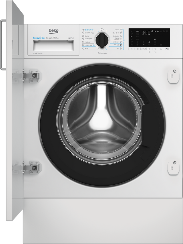 Masina de spalat rufe BI BEKO B3WBT681415W, 8kg, Clasa A, 1400RPM, Incorporabila, display D7S, 15 programe, alb, usa pia