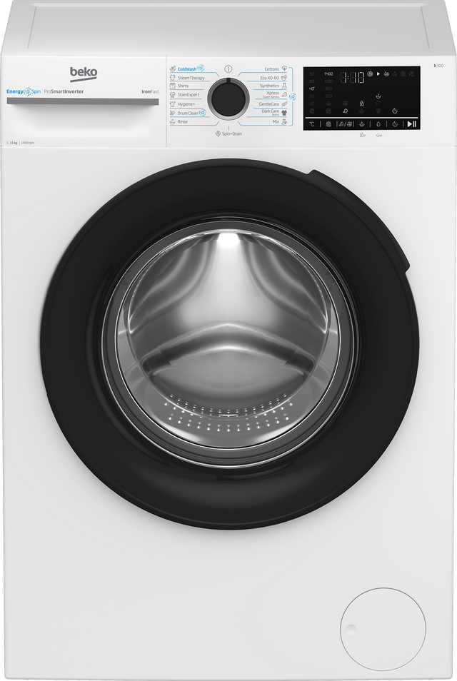 Masina de spalat rufe Beko BM3WFST411415W, Premium Design, 11kg, 1400 RPM, 15 programe, Clasa A, Alb, culoare usa: Piano