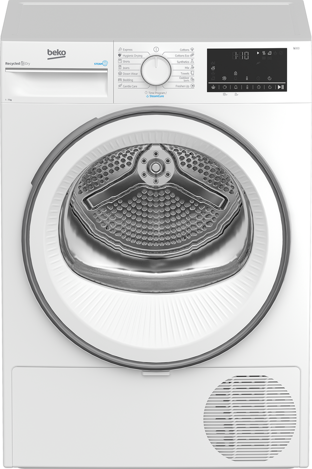 Uscator de rufe cu pompa de caldura Beko B3T67230, 7kg, Clasa  E, 15 programe, Digital Display, 84.6x59.7x54.3 (IxLxA, c