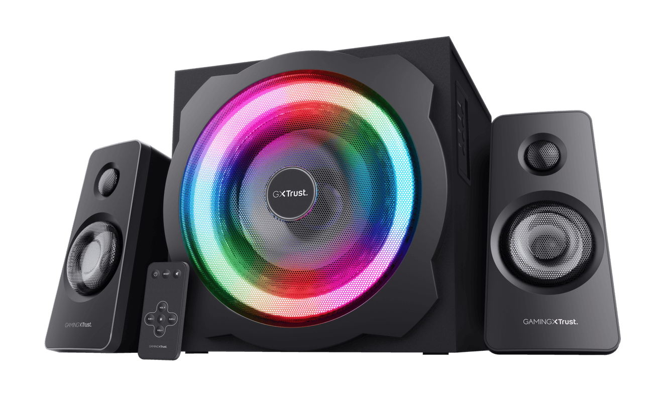 Sistem 2.1Trust GXT629 Tytan cu fir, USB 2.1, putere maxima RMS 120W, frecventa raspuns 20 Hz - 20.000 Hz, negru