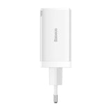 Baseus Incarcator retea Baseus GaN5 PRO, Quick Charge 65W, 2 porturi USB PD, 1 port USB Quick Charge, include cablu USB -C la USB-C de 100W, lungime 1m, alb