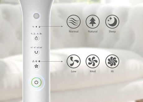[RESIGILAT] Ventilator Heinner HSF-L360WH | 2 in 1, Oscilare 360°, Timer 8h, Control Digital, Telecomanda
