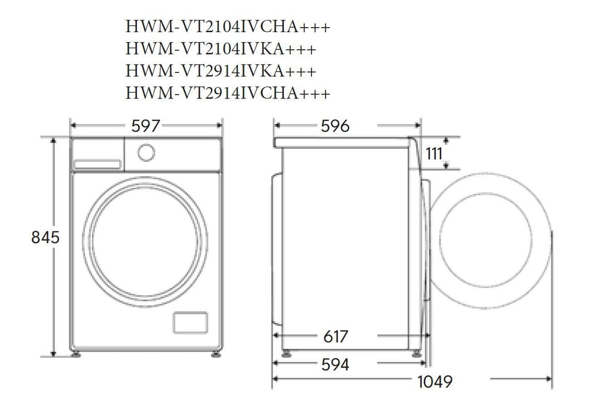Heinner Resigilat - Masina de spalat rufe [RESIGILAT] Masina de spalat rufe Heinner HWM-VT2914IVCHA+++ | 9kg, 1400RPM, A, Inverter, Display, 59.7x58.2x84.5cm