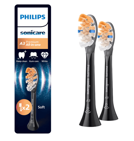 Philips Perie Perie Philips Sonicare HX9092/88 | A3 Premium All in One, 2buc, BrushSync, Negru