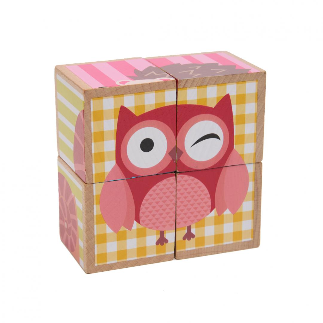 Puzzle din Lemn cu Animale, 4 Piese, Momki