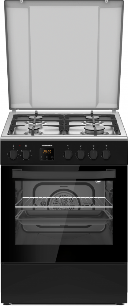[RESIGILAT] Aragaz Mixt Heinner HFSC-S66FDCC-IBK | 60cm, 4 Arzatoare, Cuptor Electric, 6 Functii, Timer Digital, Grill