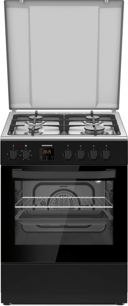 Heinner Cuptor electric [RESIGILAT] Aragaz Mixt Heinner HFSC-S66FDCC-IBK | 60cm, 4 Arzatoare, Cuptor Electric, 6 Functii, Timer Digital, Grill