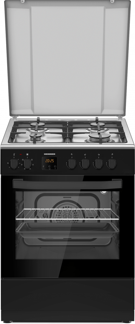 Heinner Aragaz Aragaz Mixt Heinner HFSC-S66FDCC-IBK | 4 Arzatoare Gaz, Cuptor Electric, Negru, 60x60x83cm