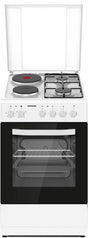 Heinner Aragaz Aragaz Mixt Heinner HFSC-S56E2HSWH | 50cm, 4 Arzatoare, Cuptor Electric, Alb, 50x60x86cm