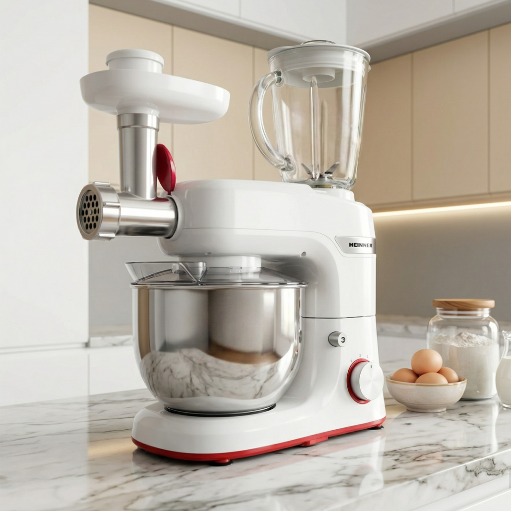 [RESIGILAT] Robot de Bucatarie Heinner HPM-1000WH | 1000W, Bol Inox 5L, Blender 1.5L, Alb